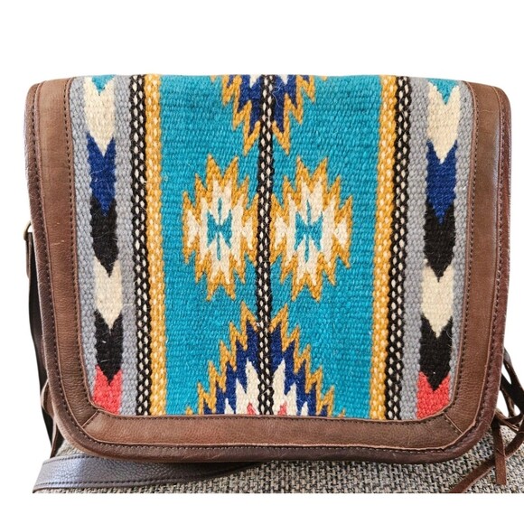 American Darling Saddle Blanket Leather Crossbody Bag Western Fringed Purse - Picture 2 of 11